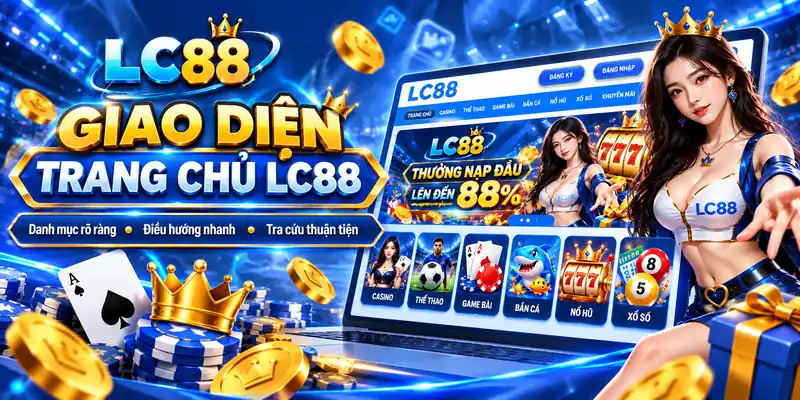 Giao diện trang chủ và danh mục LC88